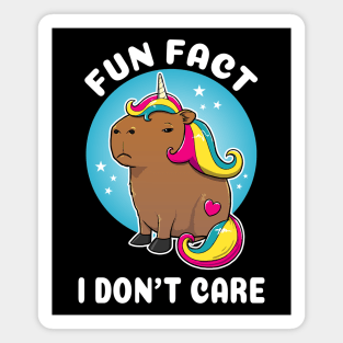 Fun fact I don't care Cartoon Capybara Unicorn Magnet